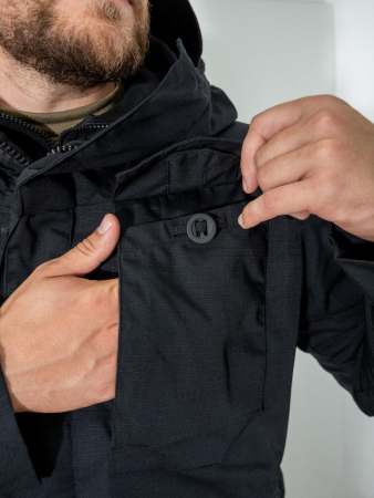 Куртка тактическая 3 в 1, цвет черный, ткань рип-стоп, ткань флис - интернет магазин Полигон