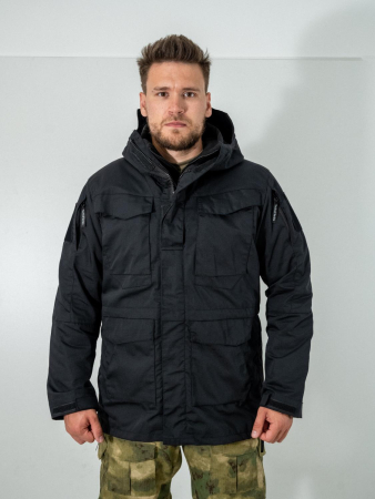 Куртка тактическая 3 в 1, цвет черный, ткань рип-стоп, ткань флис - интернет магазин Полигон