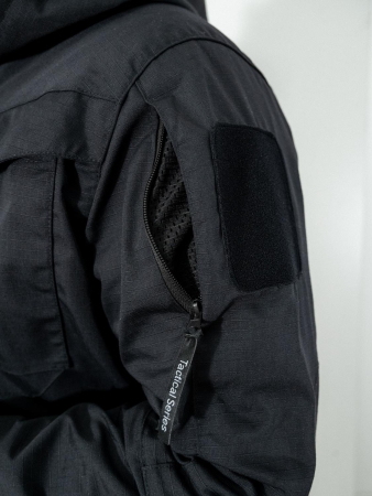 Куртка тактическая 3 в 1, цвет черный, ткань рип-стоп, ткань флис - интернет магазин Полигон