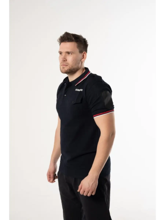 Поло Полиция, короткий рукав, с фальшпогонами, цвет черный, хлопок - интернет магазин Полигон