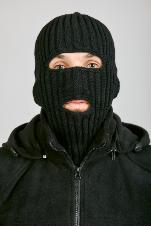 Маска 2 отверстия, черный, пан, шерсть - интернет магазин Полигон