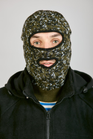 Маска 2 отверстия, зеленый, пан, шерсть - интернет магазин Полигон