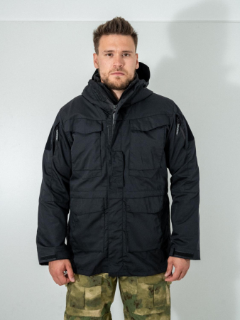 Куртка тактическая 3 в 1, цвет черный, ткань рип-стоп, ткань флис - интернет магазин Полигон