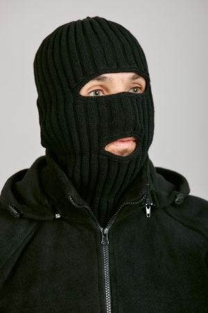 Маска 2 отверстия, черный, пан, шерсть - интернет магазин Полигон