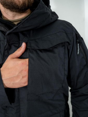 Куртка тактическая 3 в 1, цвет черный, ткань рип-стоп, ткань флис - интернет магазин Полигон