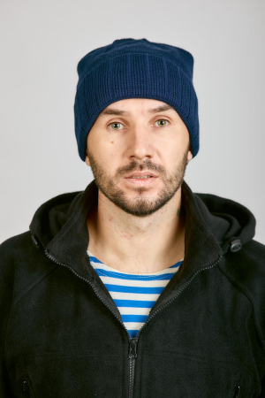 Шапка с отворотом 3-х нитка, синий - интернет магазин Полигон