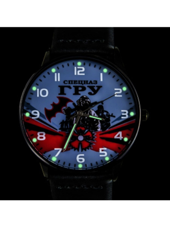 Часы наручные Спецназ ГРУ, голубой, красный, черный - интернет магазин Полигон